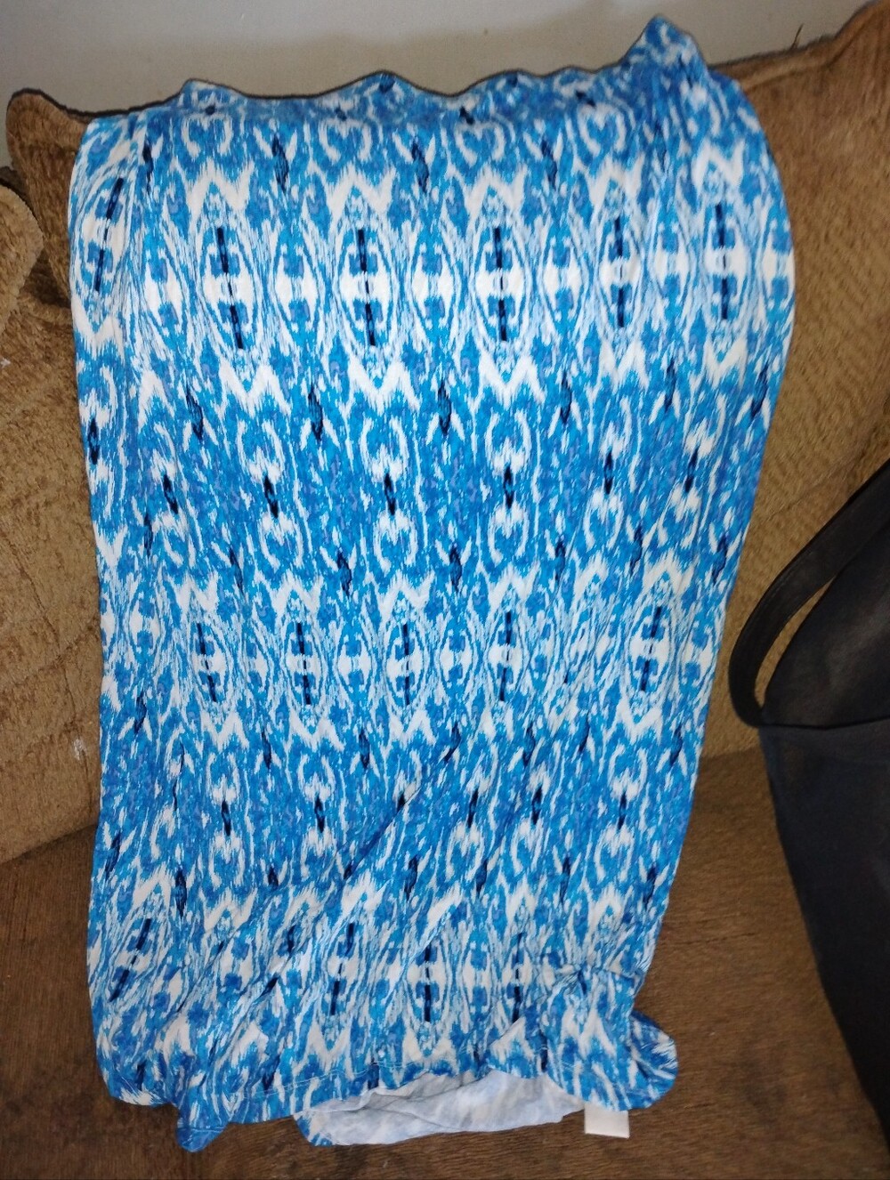 Dalia Collection Blue and White Ikat Maxi Skirt